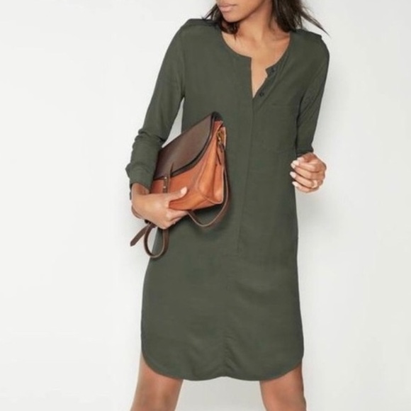 Madewell Dresses & Skirts - Madewell green cargo Viscose tunic shirt dress